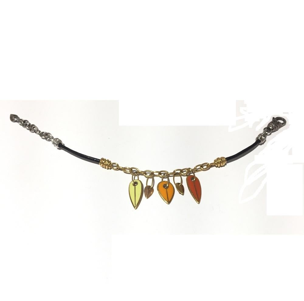 Women's or Men's Nouvelle Bague Enamel Gold and Silver Cord Bracelet B2546VSC For Sale