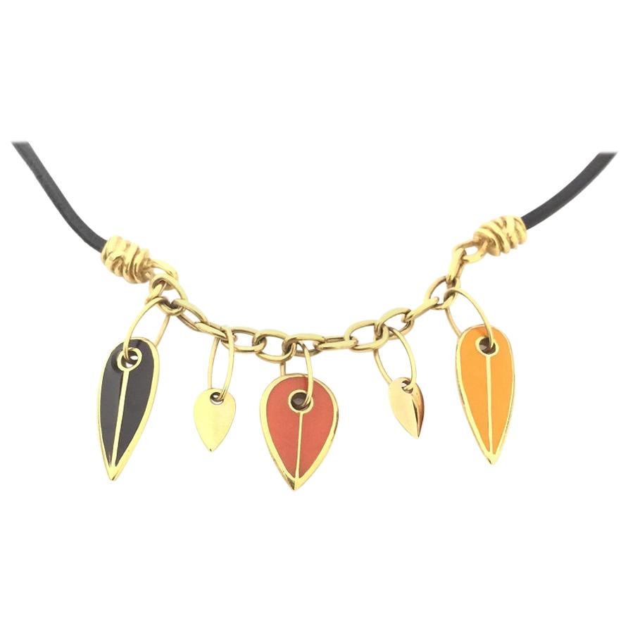 Nouvelle Bague Enamel Gold and Silver Cord Necklace C2960LGC For Sale