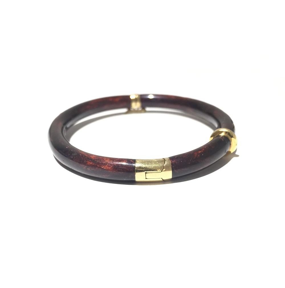 Nouvelle Bague Enamel and 18k Yellow Gold and Silver Bangle 
Size Medium 
NB02869BM35