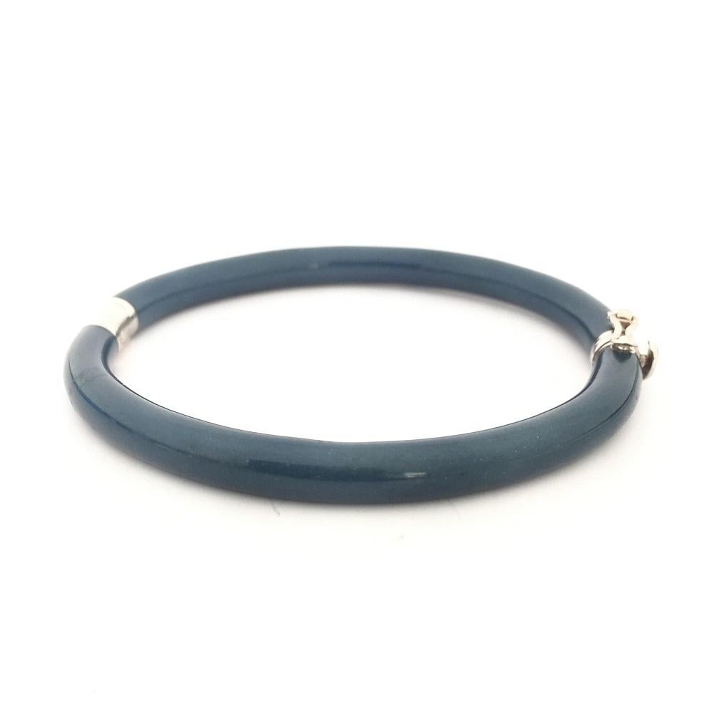 Taglio rotondo Nouvelle Bague Bangle in smalto, argento e diamanti NB1804BB11 in vendita