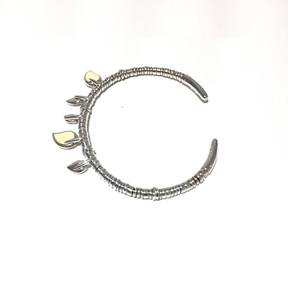 Nouvelle Bague Enamel Leaf and Diamond Cuff Ladies Bracelet B1944BIN In New Condition For Sale In Wilmington, DE