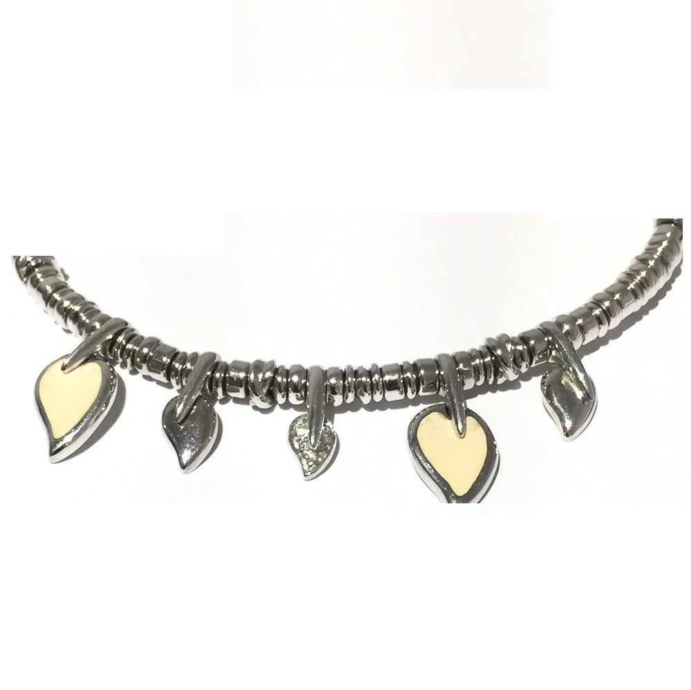 Women's or Men's Nouvelle Bague Enamel Leaf and Diamond Cuff Ladies Bracelet B1944BIN For Sale