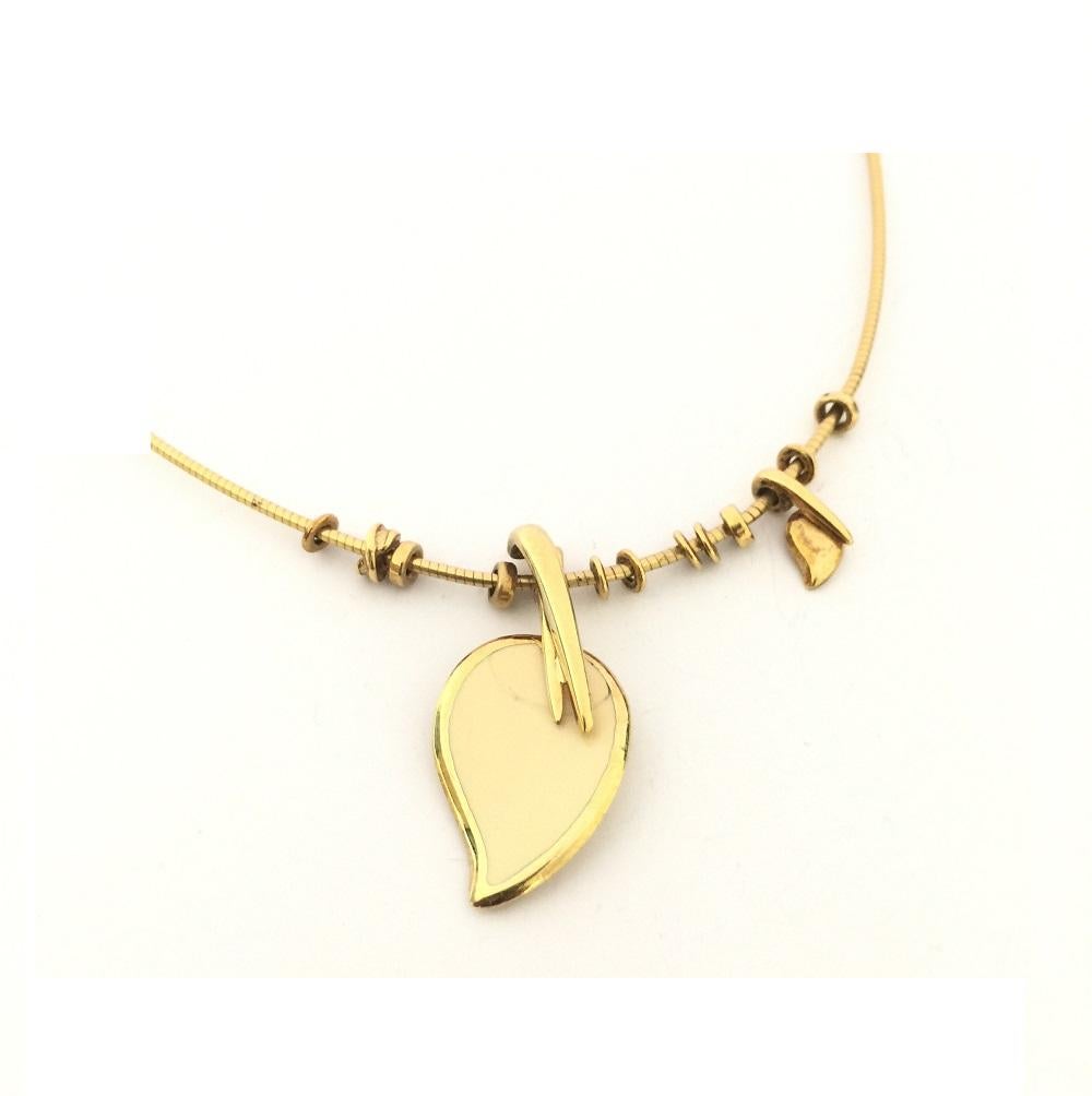 Nouvelle Bague Enamel Leaf Necklace in 18k Yellow Gold 
Chain Length 16
