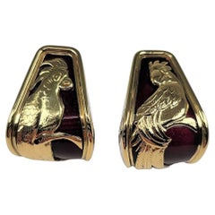 Nouvelle Bague Enamel Sterling Silver 18 Karat Yellow Gold Earrings