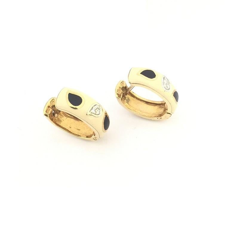 Round Cut Nouvelle Bague Enamel with Onyx and Diamond Earring O1402BN2 For Sale