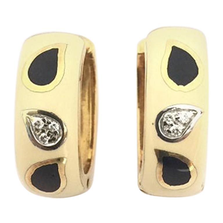 Nouvelle Bague Enamel with Onyx and Diamond Earring O1402BN2 For Sale