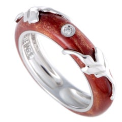 Nouvelle Bague Foglie d'Acanto 18 Karat White Gold 1 Diamond Ring