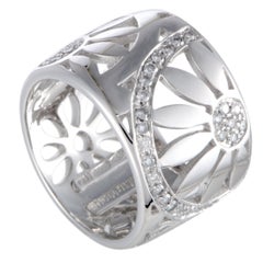 Nouvelle Bague India Preziosa 18 Karat Gold Diamond Pave Floral Ornaments Band