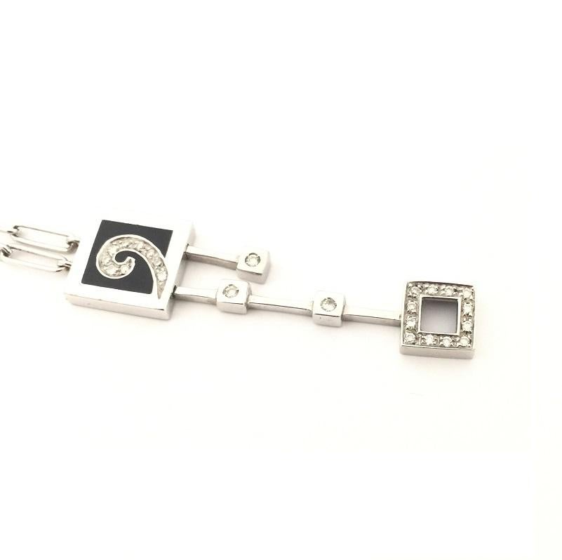 Neu Nouvelle Bague Onyx und Diamant Damen Halskette C2395N (Rundschliff) im Angebot