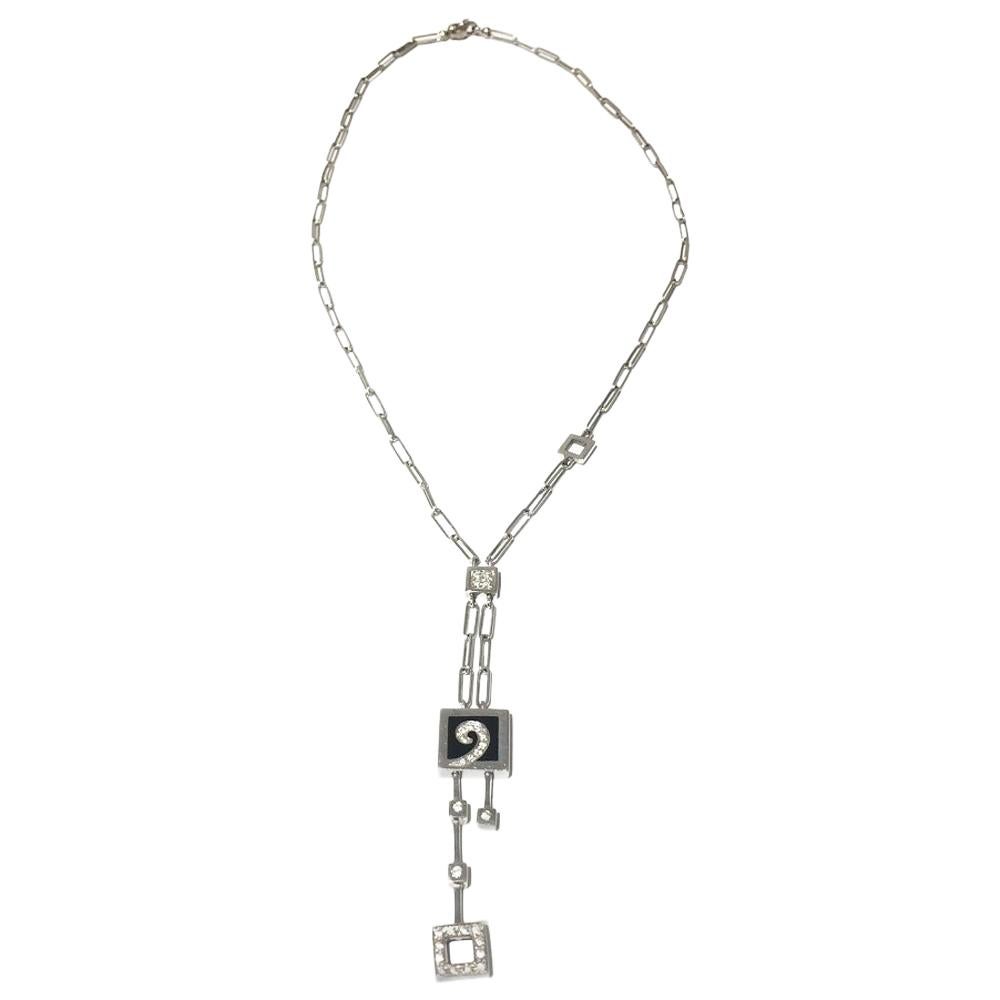Neu Nouvelle Bague Onyx und Diamant Damen Halskette C2395N im Angebot