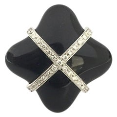 Bague Nouvelle Bague en onyx et diamants pour femmes A2234N