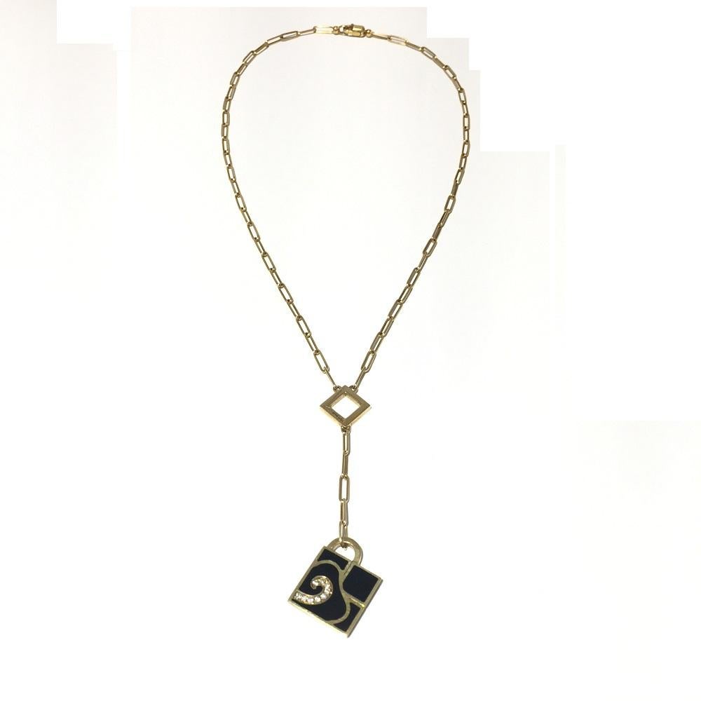 Women's or Men's Nouvelle Bague Onyx and Diamond Necklace C2306N For Sale