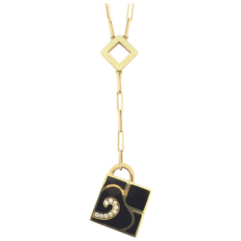 Neu Nouvelle Bague Halskette mit Onyx und Diamant C2306N im Angebot