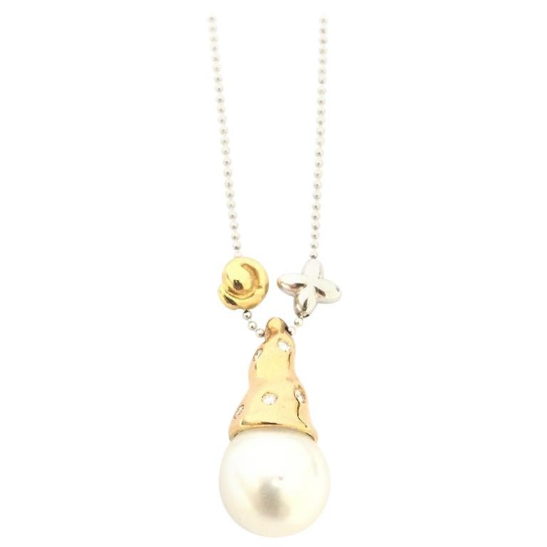Nouvelle Bague Perlen- und Diamant-Halskette C1305 im Angebot