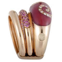 Nouvelle Bague Petali 18 Karat Rose Gold Diamond and Pink Sapphire Pave Ring