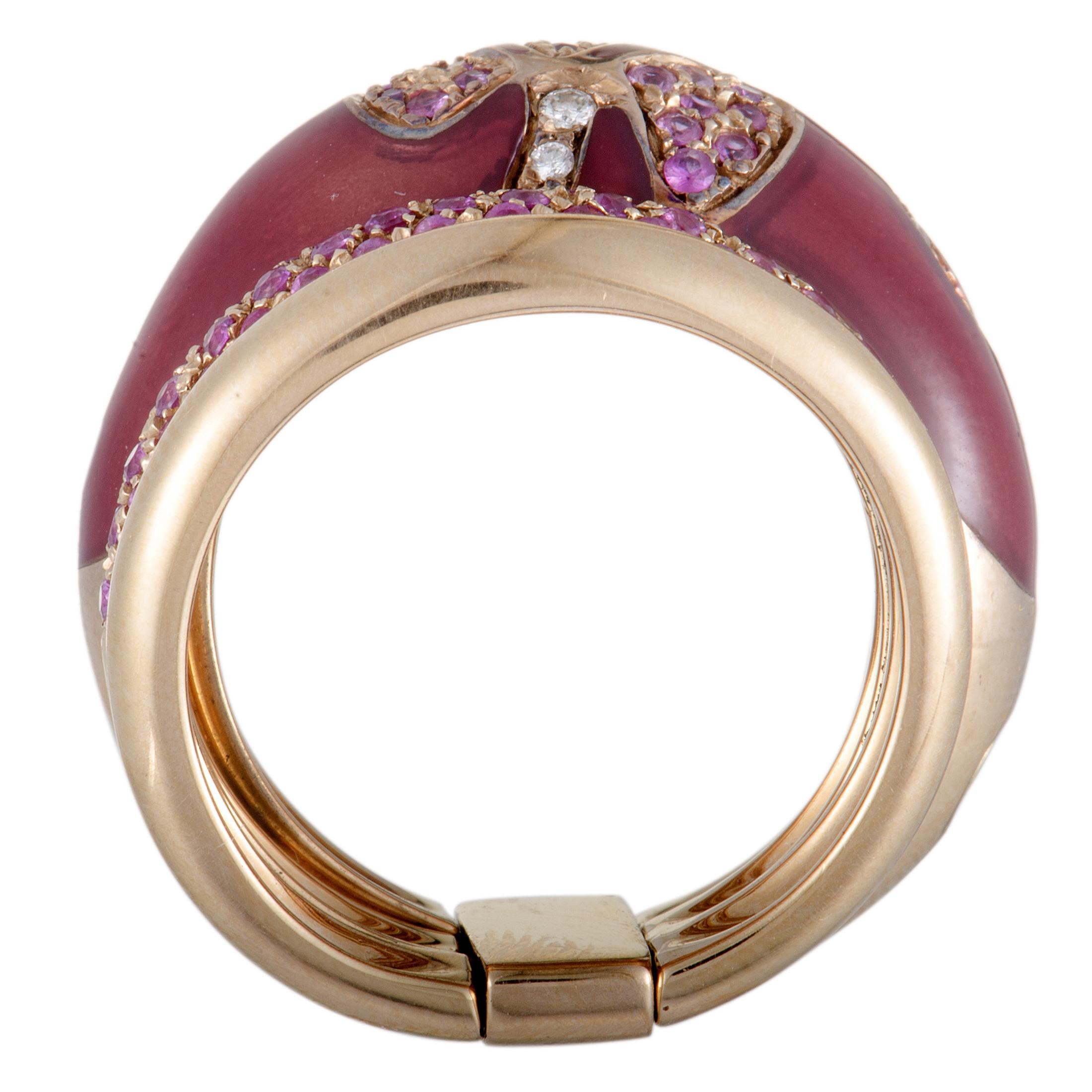 Nouvelle Bague Petali 18 Karat Rose Gold Diamond and Pink Sapphire Pave Ring 1