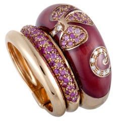 Nouvelle Bague Petali 18 Karat Rose Gold Diamond and Pink Sapphire Pave Ring