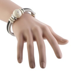 Nouvelle Bague Sterling Silver and 18 Karat Gold Diamond and Ivory Enamel Ball