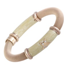 Nouvelle Bague Sterling Silver and 18 Karat Gold Diamond and Olive Enamel Star B