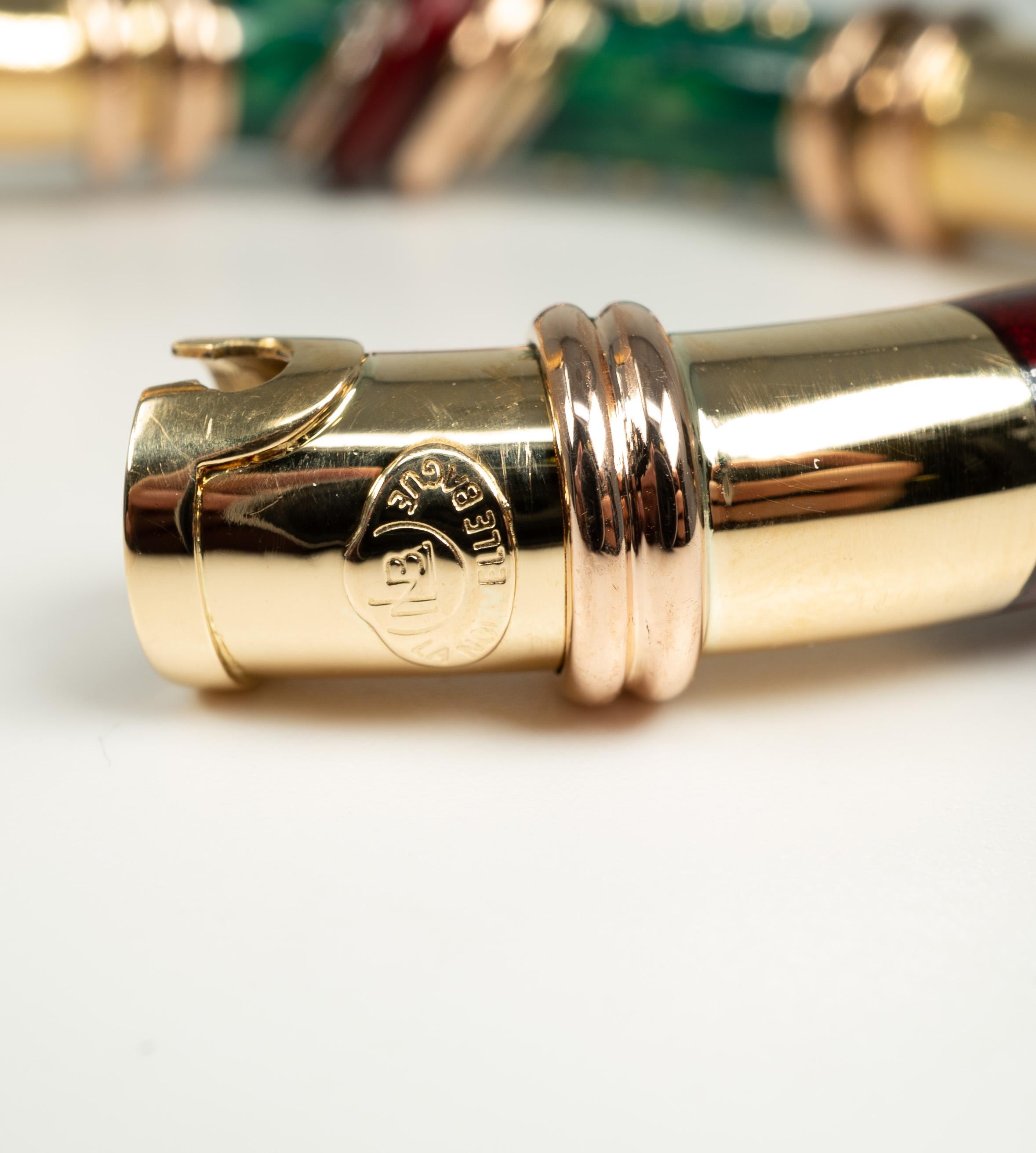 Nouvelle Bague Yellow Gold Enamel Bracelet In Good Condition In Dallas, TX