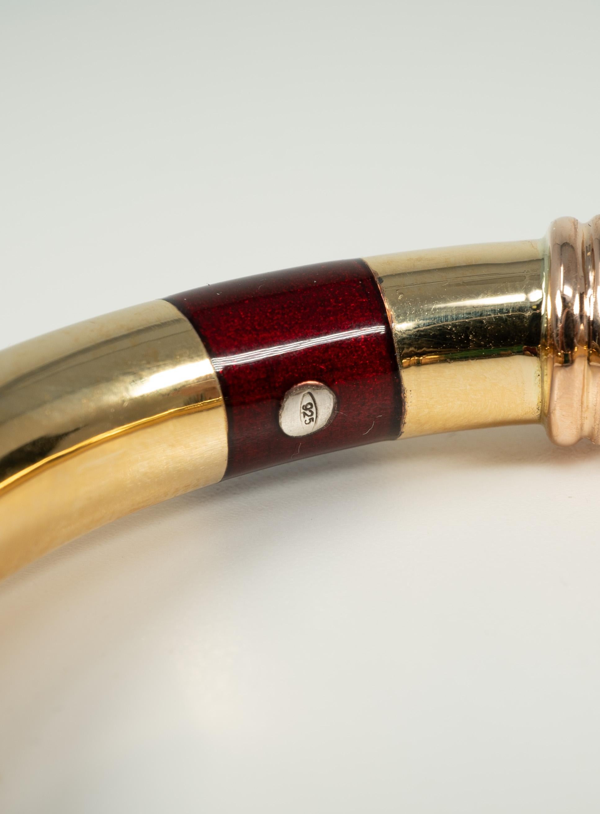 Women's or Men's Nouvelle Bague Yellow Gold Enamel Bracelet