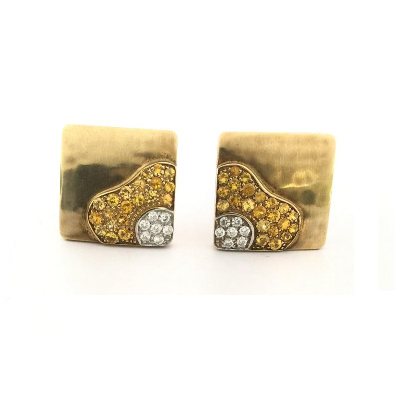 Boucles d'oreilles pour femme Nouvelle Bague en saphir jaune et diamants O1039 Unisexe en vente