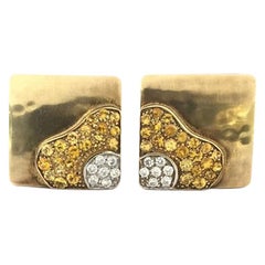 Boucles d'oreilles pour femme Nouvelle Bague en saphir jaune et diamants O1039