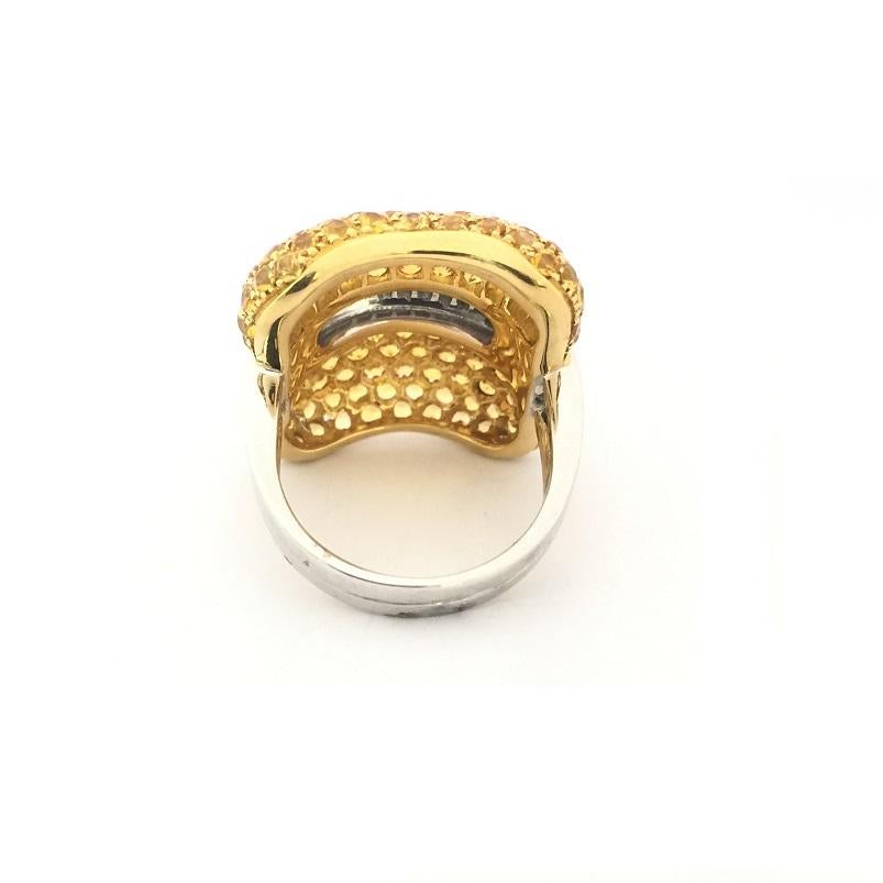 Taille princesse Bague Nouvelle Bague pour femme en saphir jaune et diamants A1715 en vente