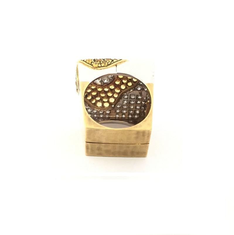 Taille ronde Bague Nouvelle Bague pour femme en saphir jaune et diamants A1790 en vente