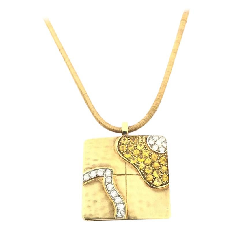 Neu Nouvelle Bague Halskette mit gelbem Saphir und Diamant C2070 im Angebot
