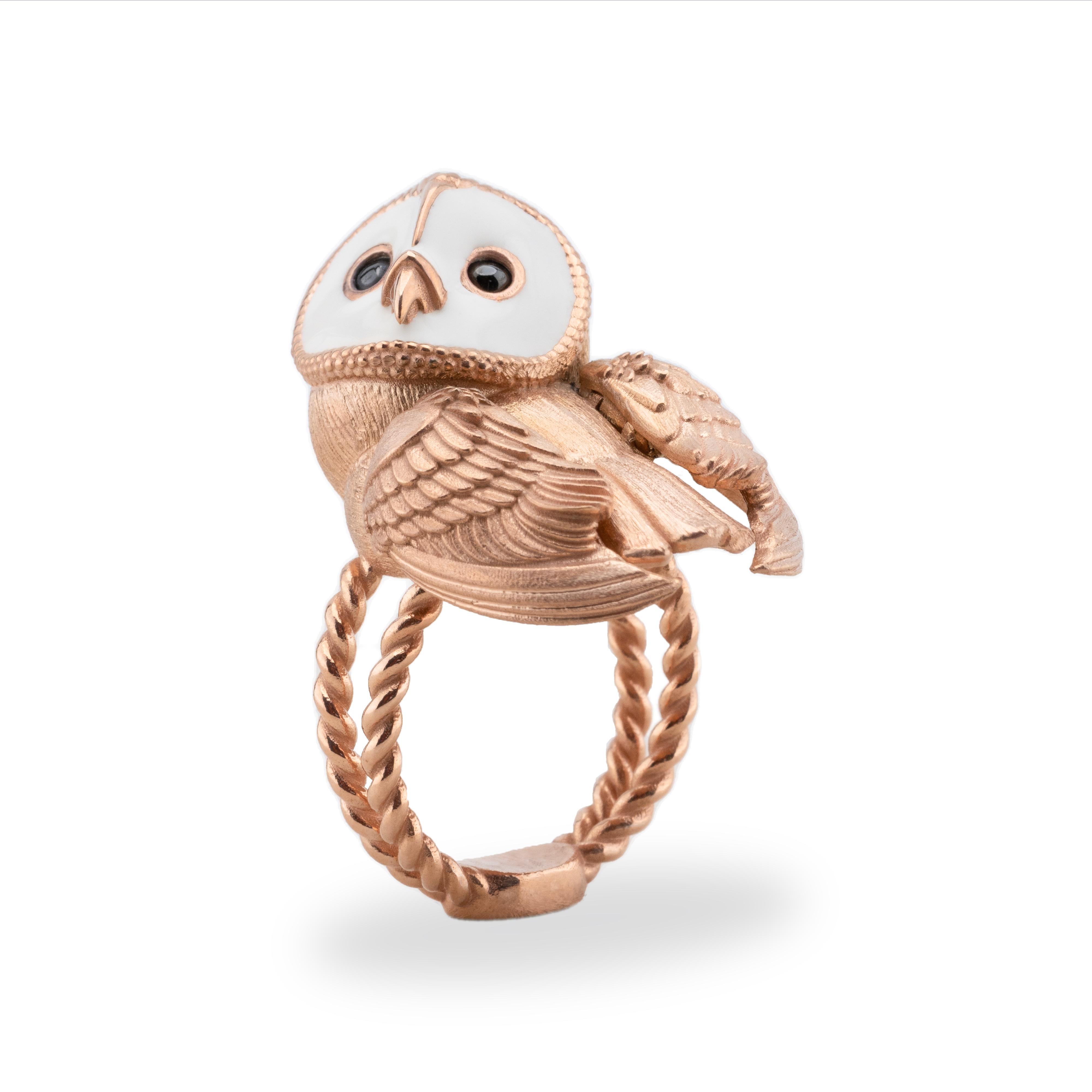 For Sale:  Nova 14k Rose Gold Owl Ring 2