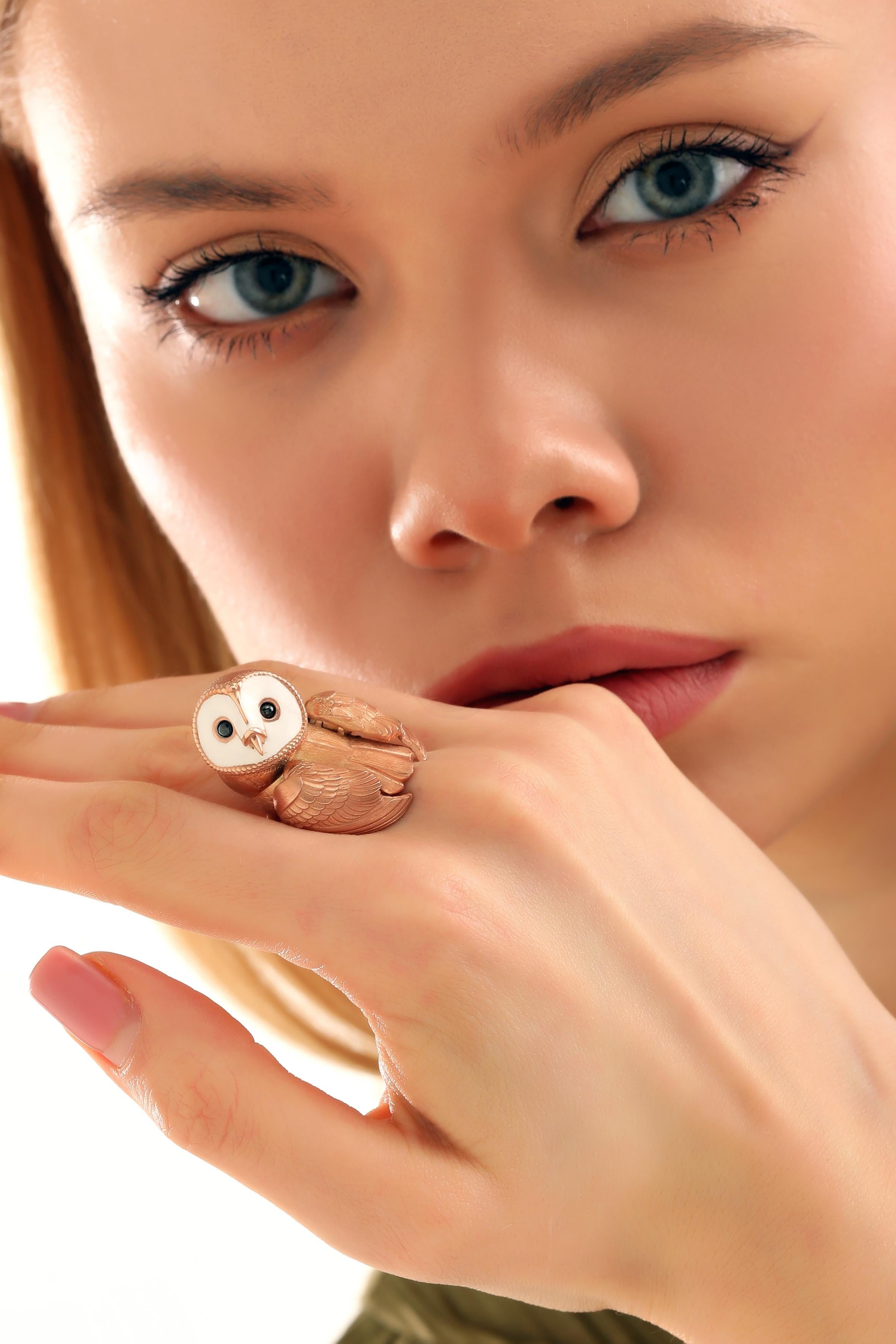 For Sale:  Nova 14k Rose Gold Owl Ring 4