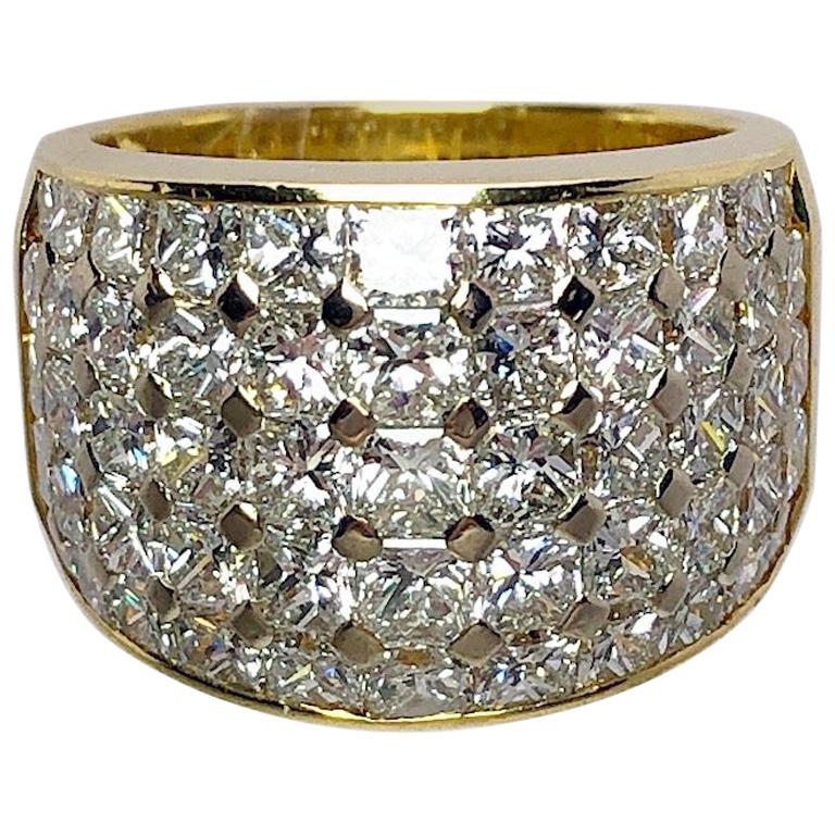 Nova Bague à anneau en or jaune 18 carats et diamants taille princesse de 5,16 carats en vente