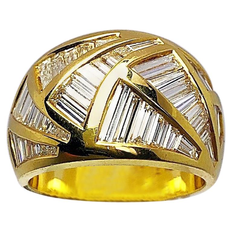 Nova 18 Karat Yellow Gold and Tapered Baguette Diamond 2.88 Carat Ring