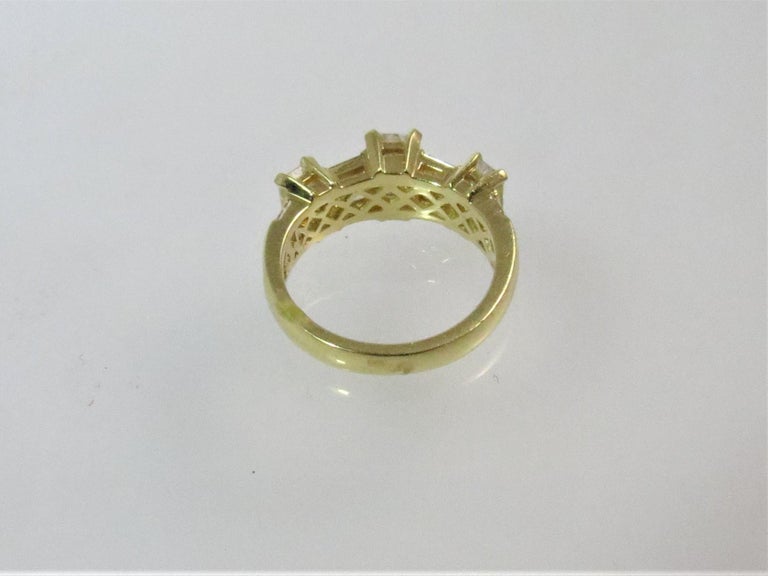 Nova 18 Karat Yellow Gold Emerald Cut and Baguette Diamond Ring For ...