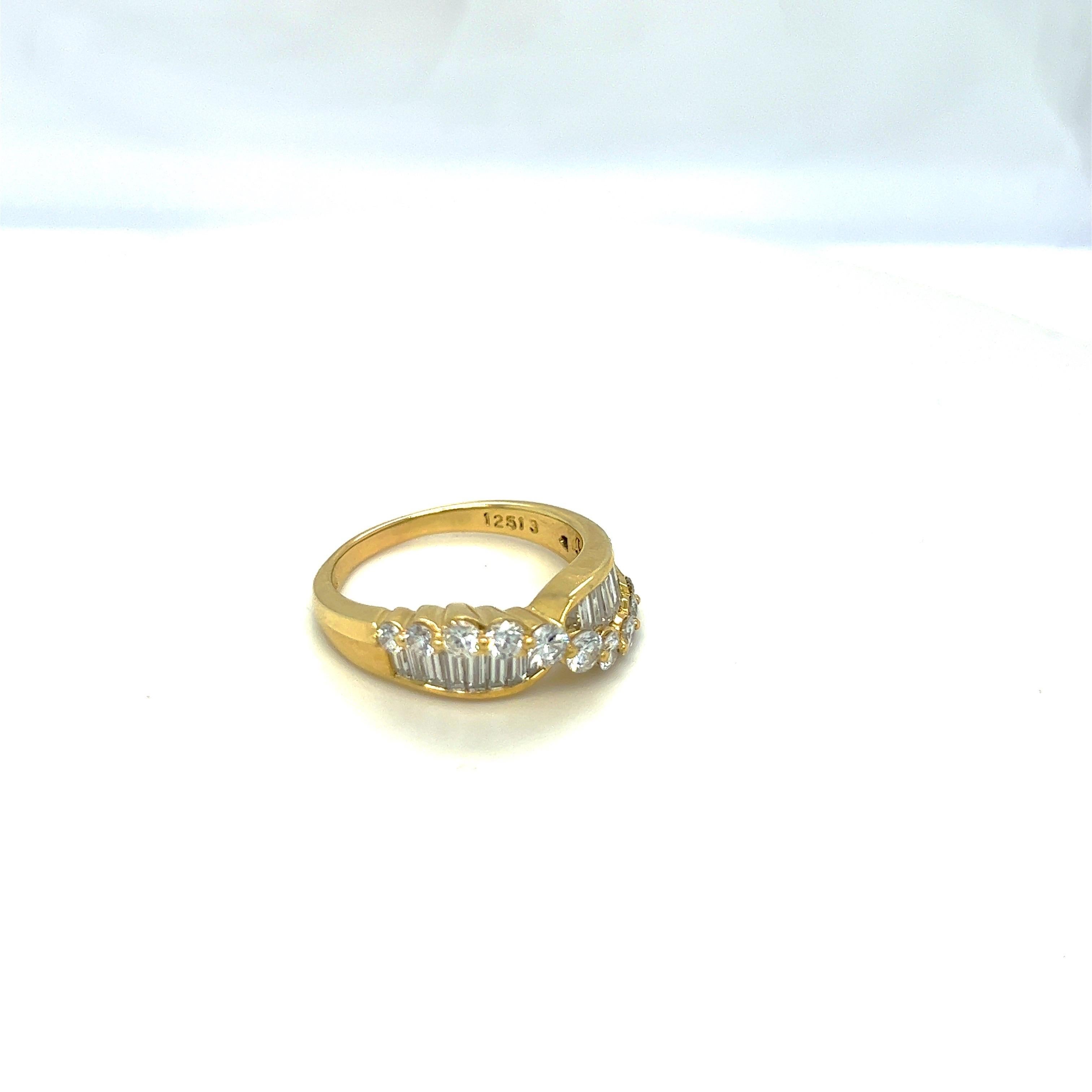 Contemporary Nova 18KT Yellow Gold 1.93 Cts. Round and Baguette Diamond Ring For Sale