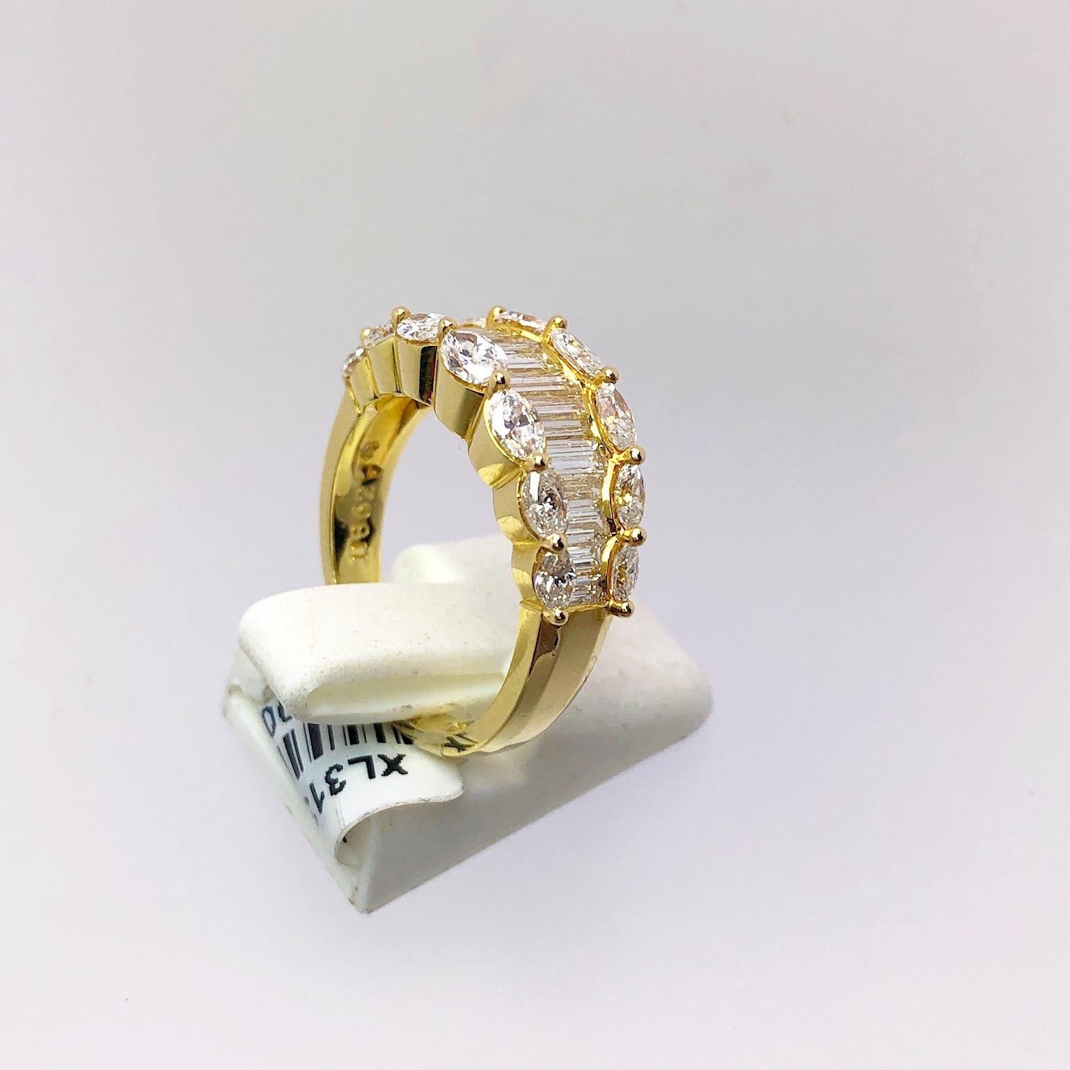 Nova Diamantring aus 18 Karat Gelbgold, 2,33 Karat Baguette- und Marquise-Diamant im Zustand „Neu“ im Angebot in New York, NY