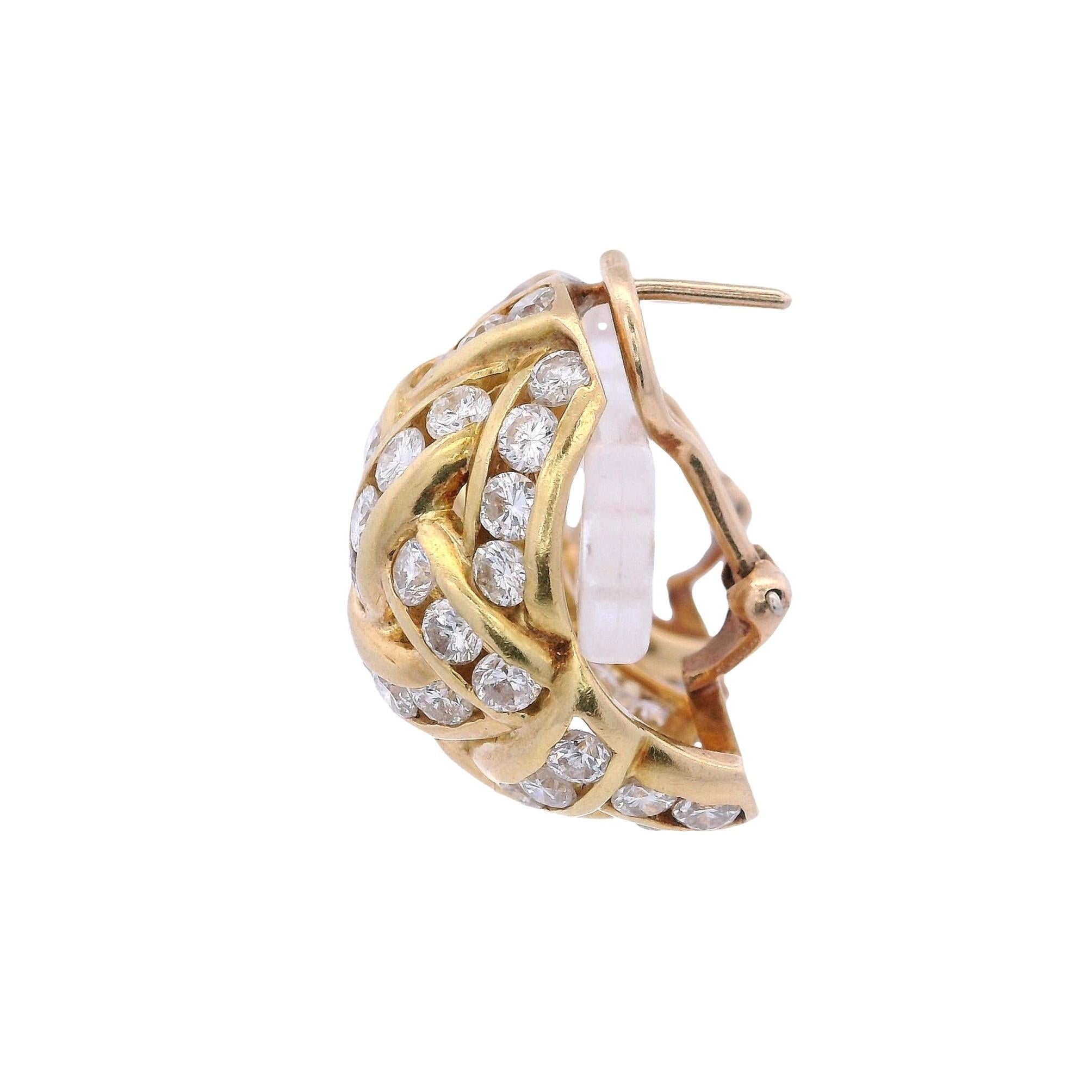 da uomo o donna Orecchini a cerchio in oro giallo 18kt Nova con 4,20 carati di diamanti in vendita