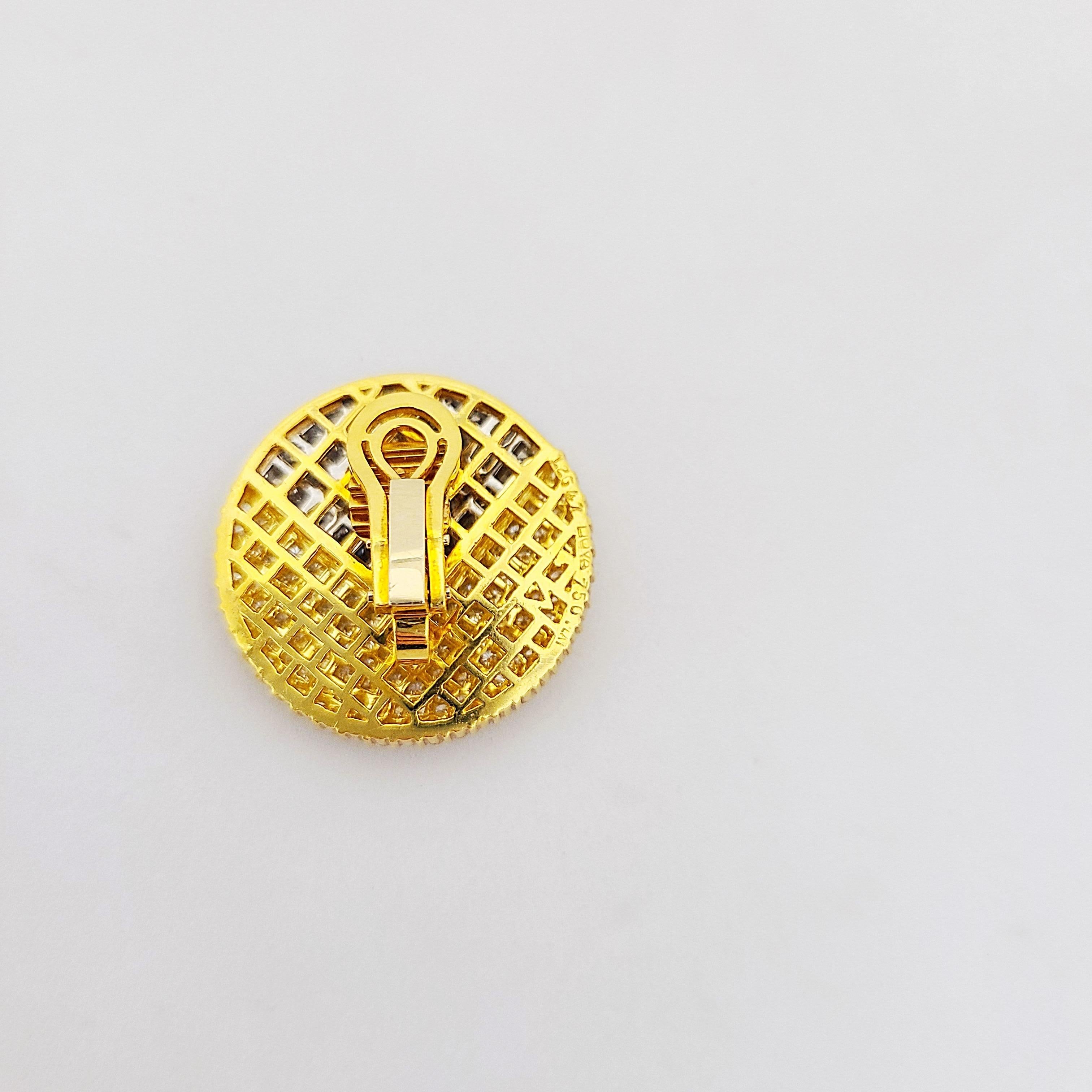 Nova 18 Karat Yellow Gold and Platinum 14.57 Carat Diamond Earrings For Sale 3
