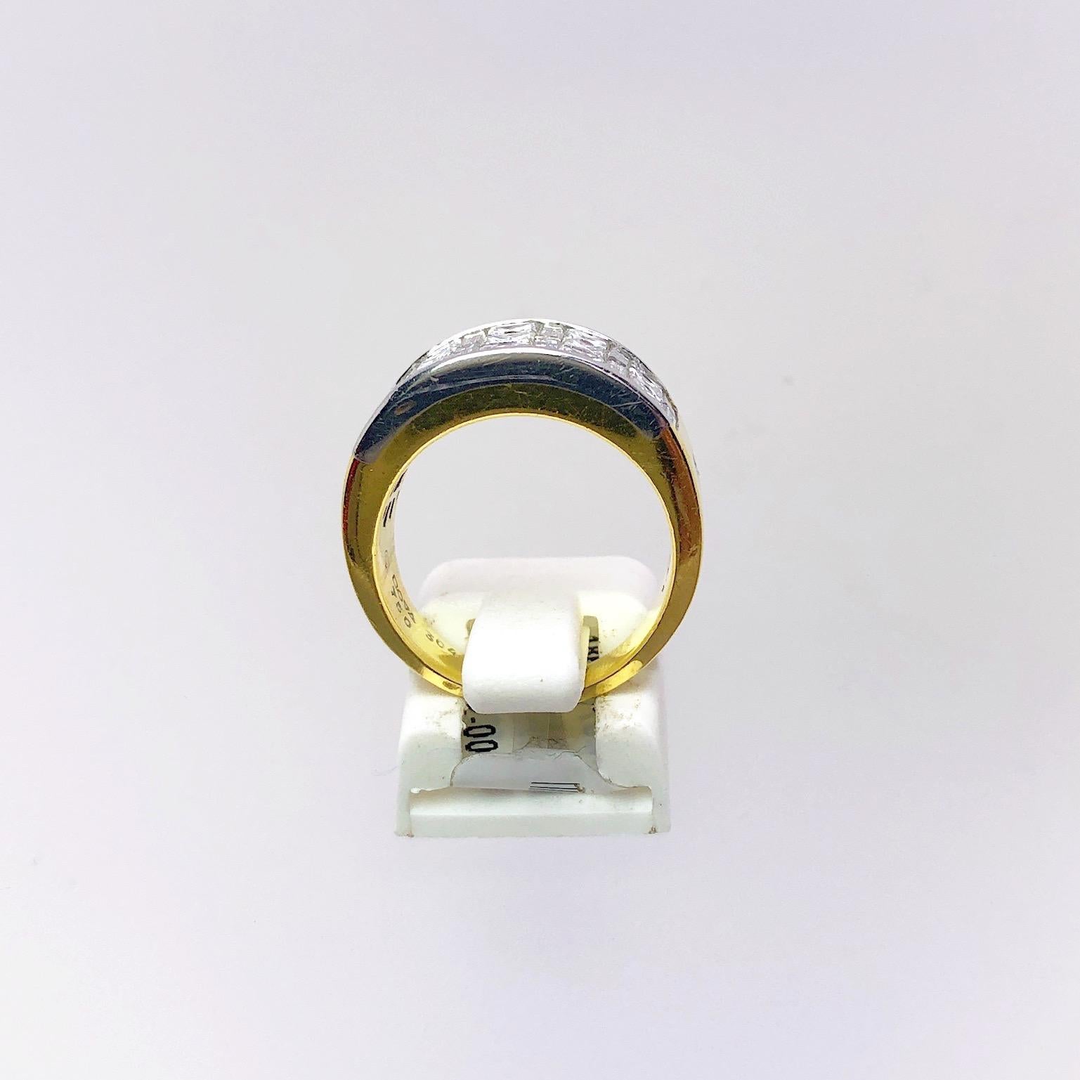 Contemporary Nova 18KT Gold and Platinum 2.59 Carat Princess and Baguette Cut Diamond Ring For Sale