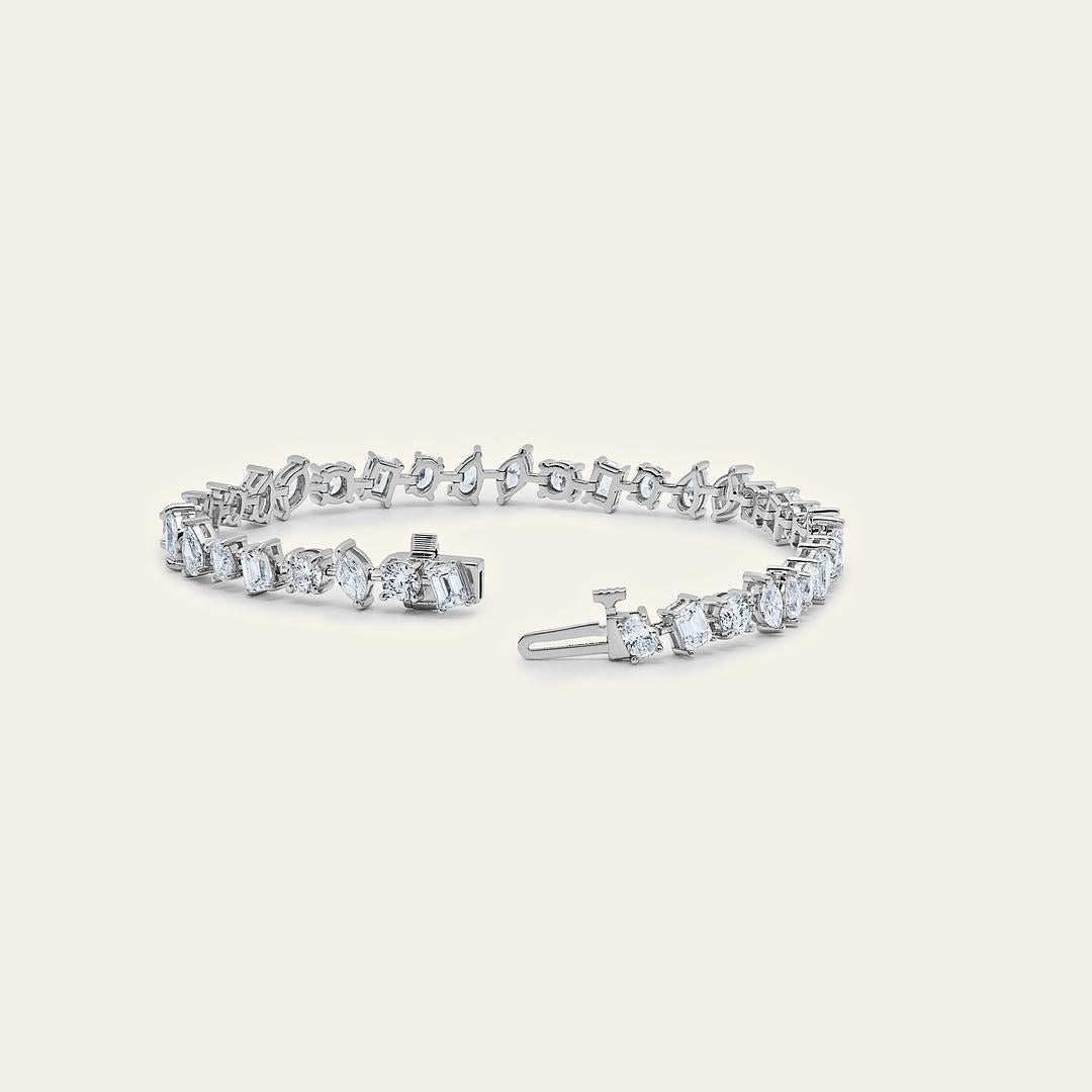 Taglio misto Bracciale tennis con coriandoli di diamanti Nova 7 Carati in vendita