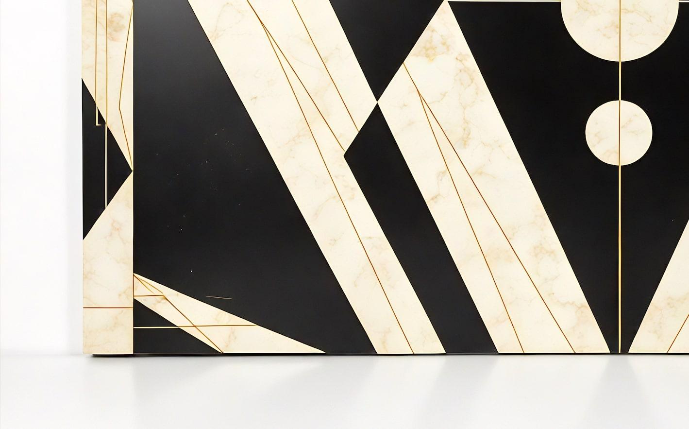 Introduce a statement of modern sophistication with our handcrafted Art Deco-inspired Nova Arc headboard. This stunning piece features an intricate arrangement of bold geometric forms, sharp angles, and abstract motifs influenced by Cubist artistry.