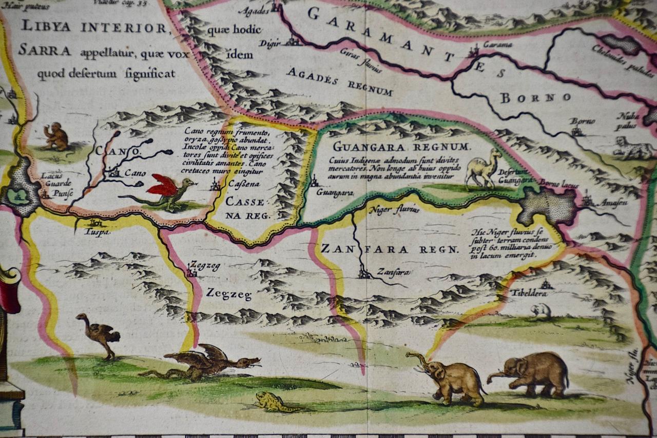 „Nova Barbariae Descriptio“, eine handkolorierte nordafrikanische Karte aus dem 17. Jahrhundert im Angebot 1