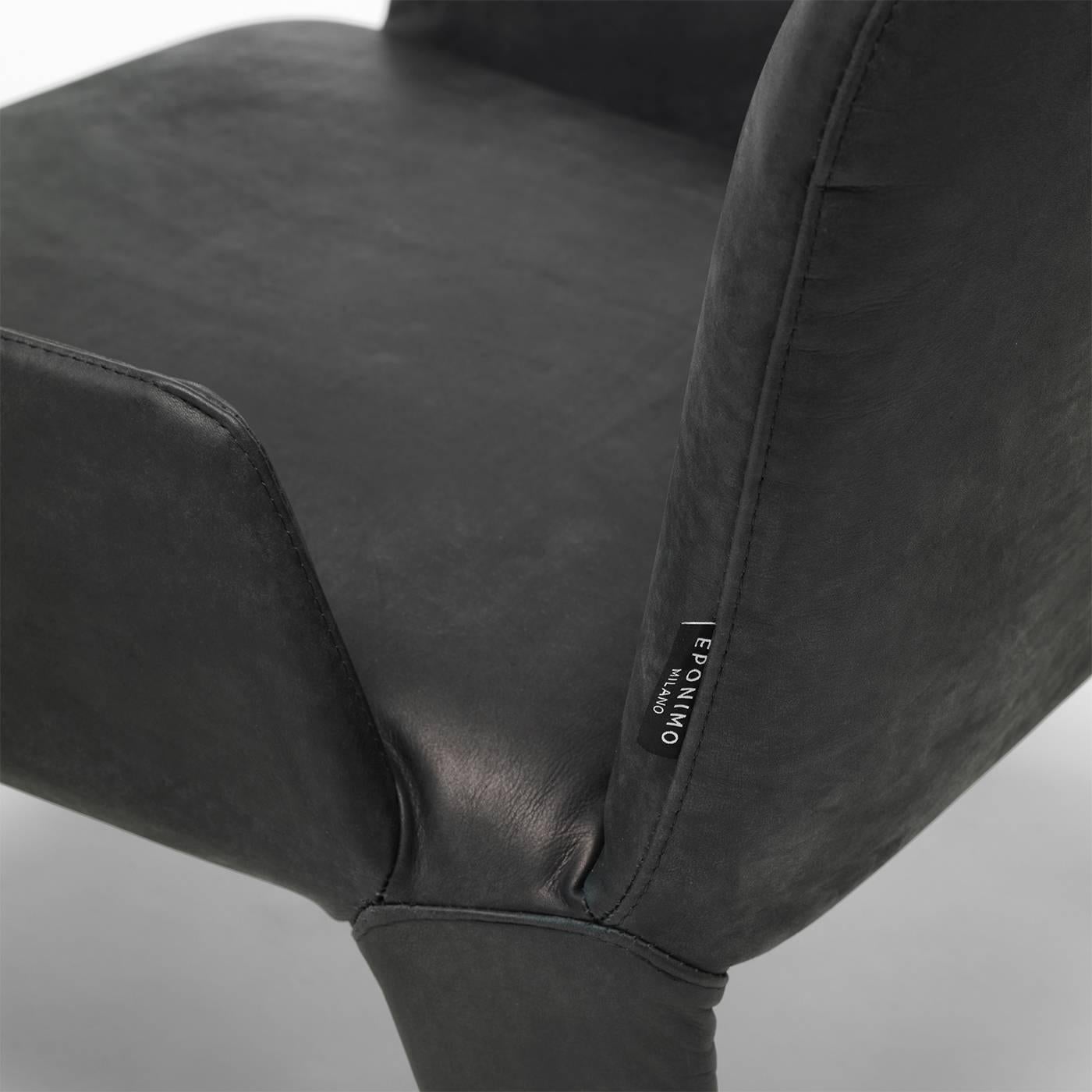 Italian Nova Black Armchair with Armrests