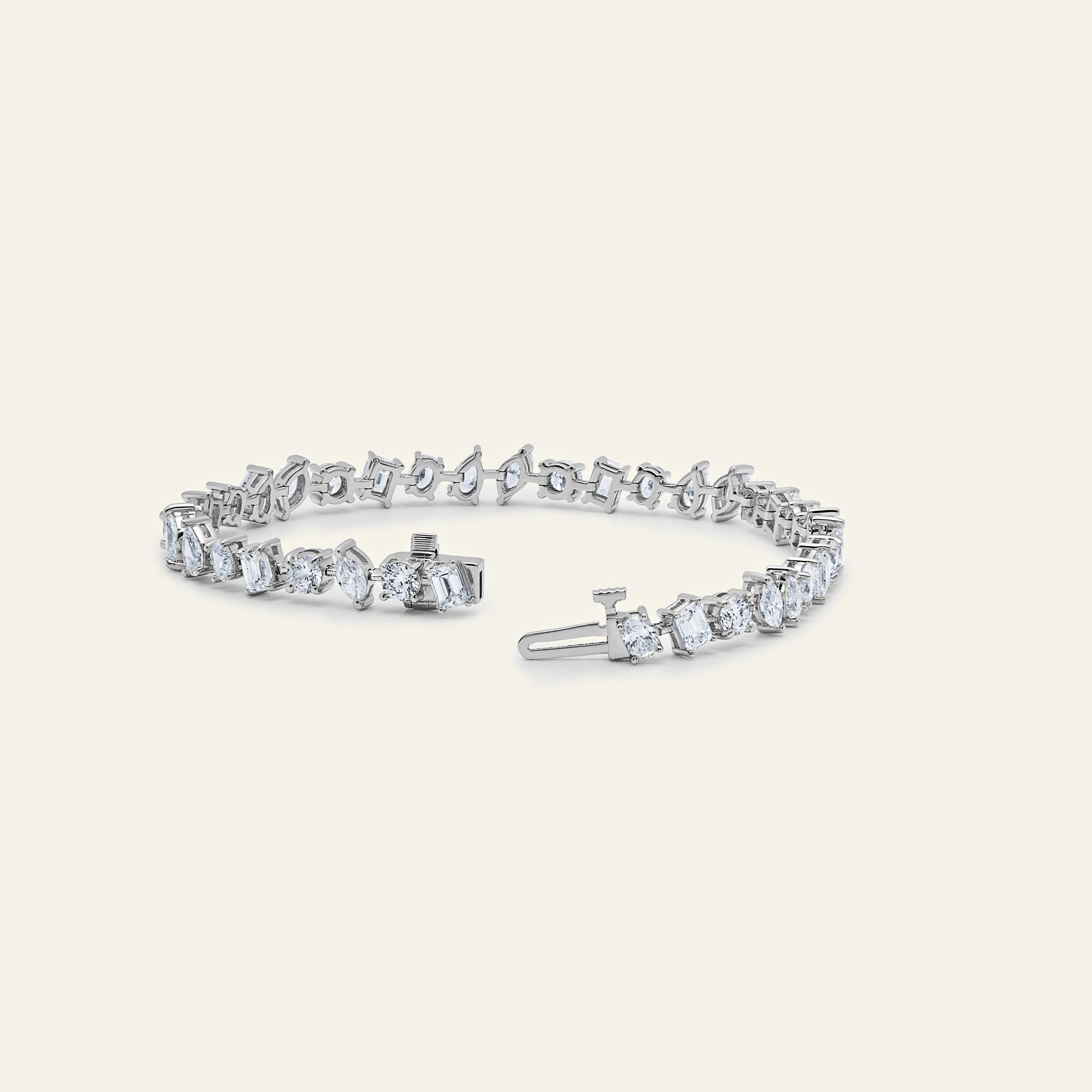 Mixed Cut Nova 7 Carat Diamond Confetti Tennis Bracelet For Sale