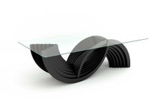 Nova Dining Table - Modern Handcrafted Black Lacquer Table with Clear Glass Top