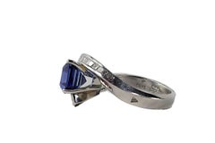 Nova Emerald Cut Sapphire, Baguette and Princess Cut Diamond By-Pass Ring