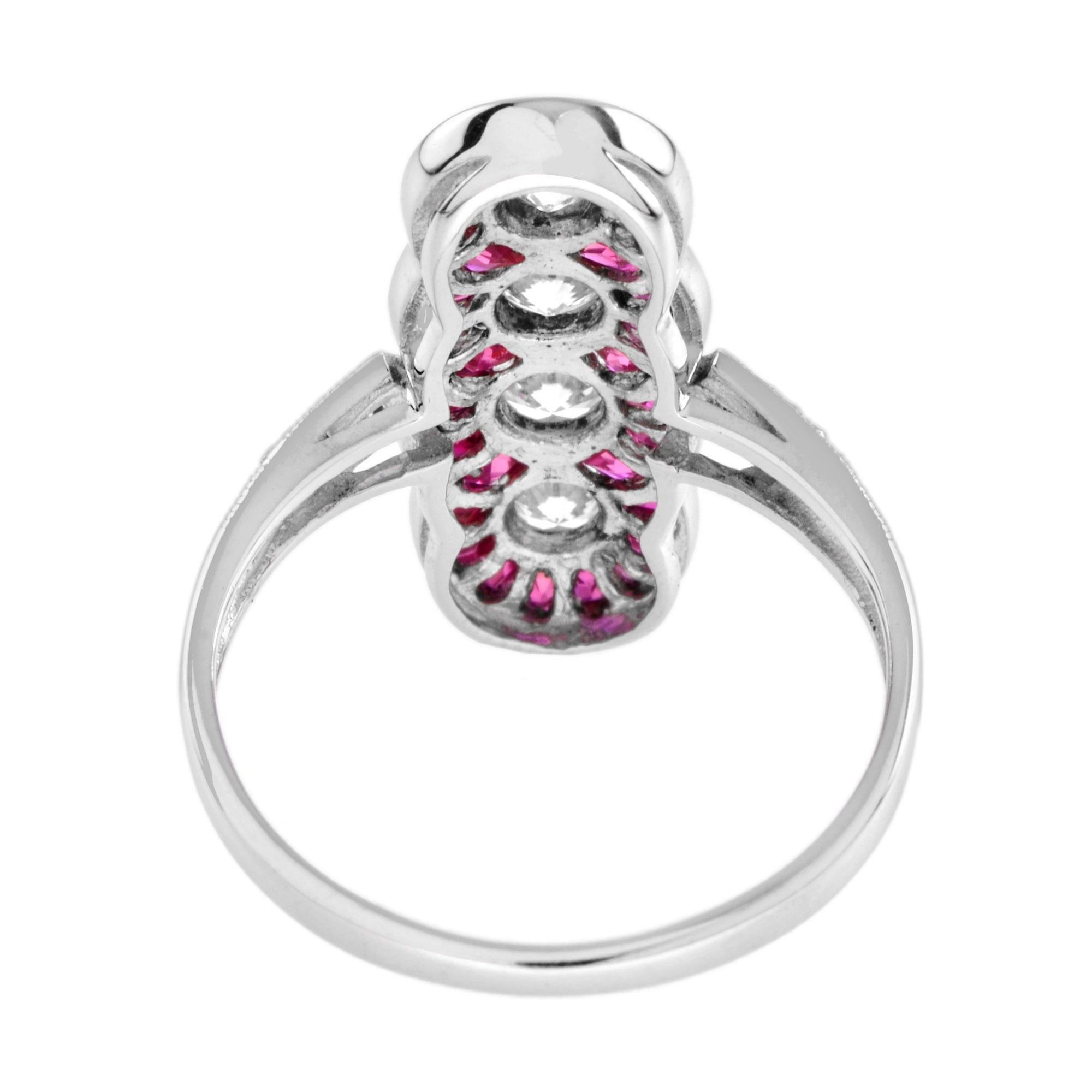 For Sale:  Four Stone Diamond and Ruby Cocktail Ring in 14K White Gold 5