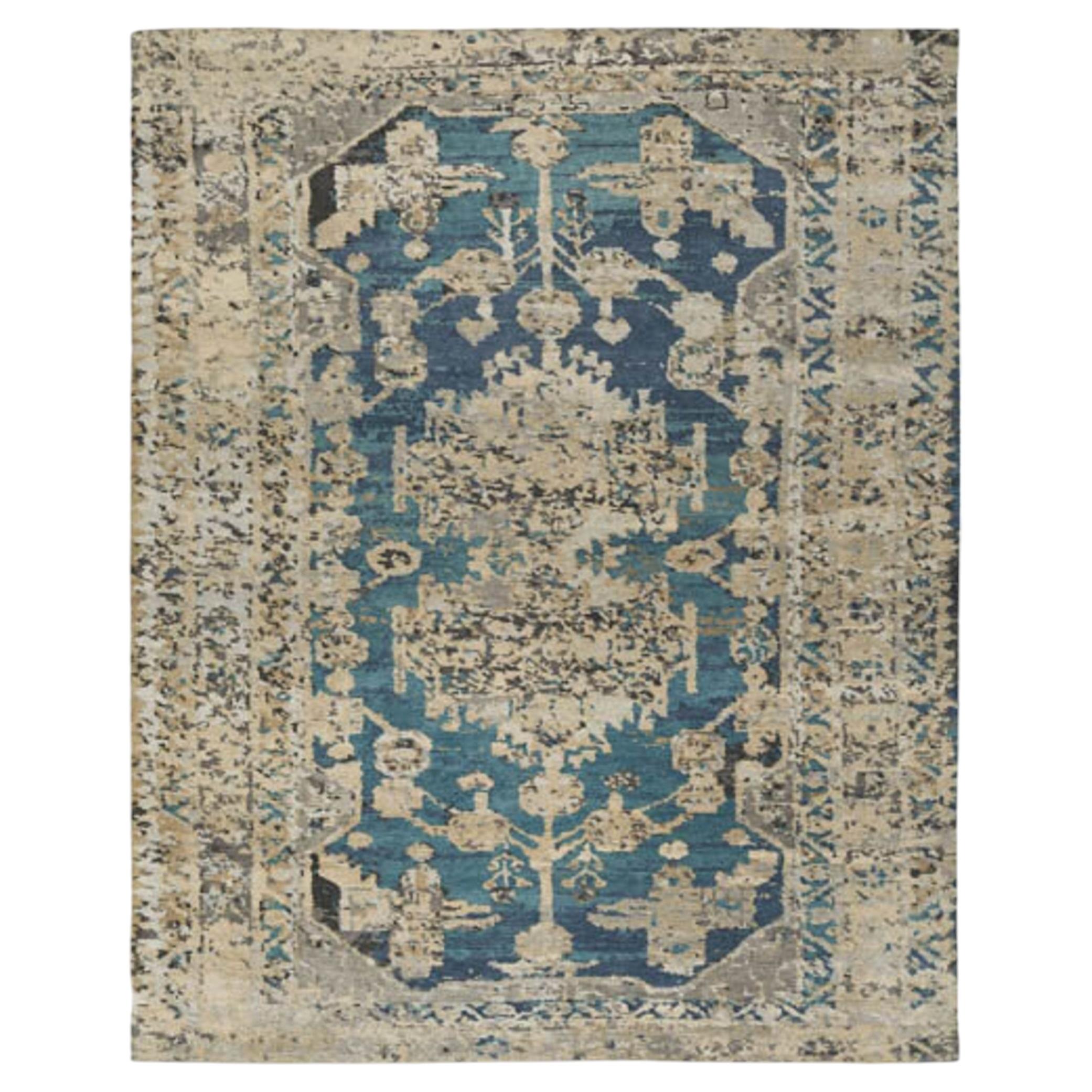 Nova Hand-Knotted Wool Area Rug, Transitional Design, 8'x10', Nepal For Sale