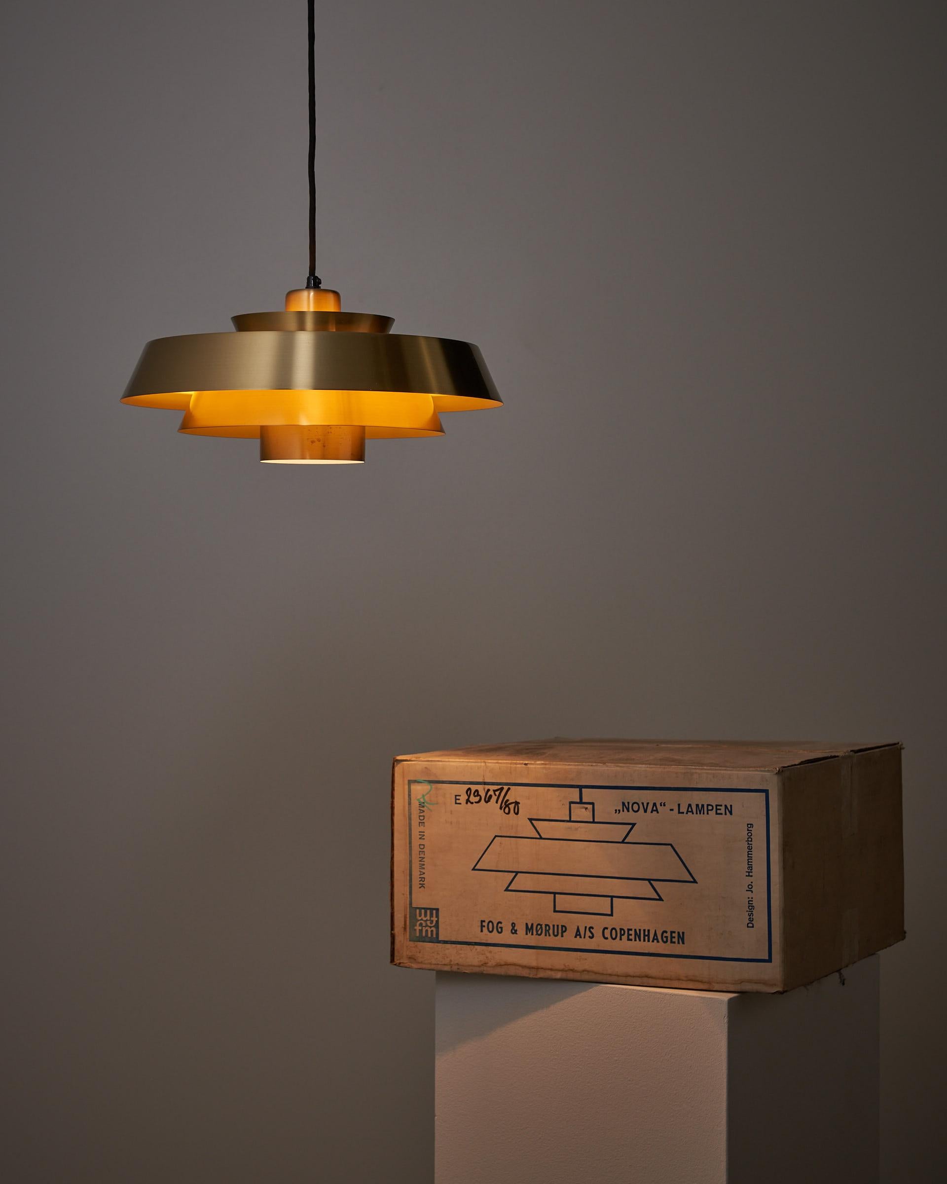 Mid-Century Modern Nova Pendant in Brass by Hammerborg, Unused with OG Box For Sale